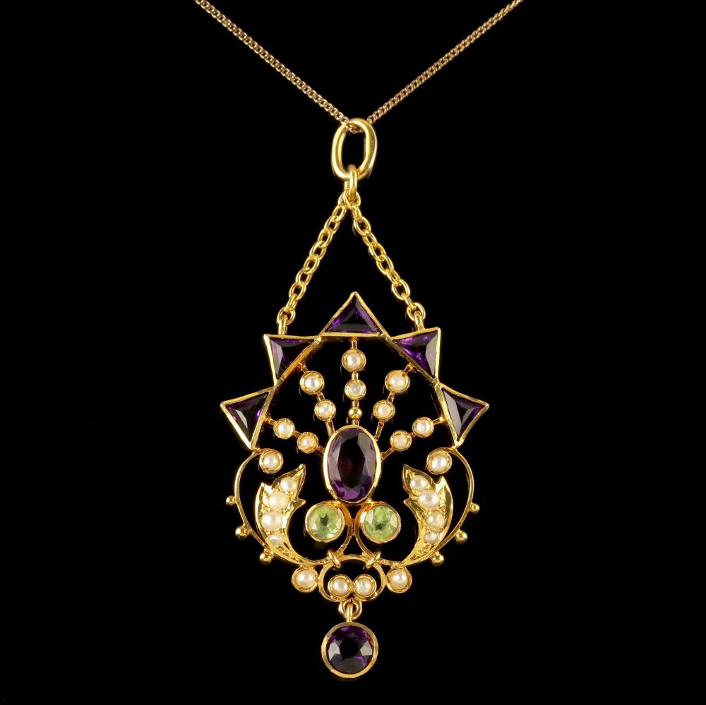 Antique Victorian 15Ct Gold Suffragette Pendant 9Ct Chain Circa 1900