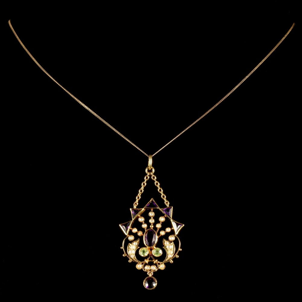 Antique Victorian 15Ct Gold Suffragette Pendant 9Ct Chain Circa 1900