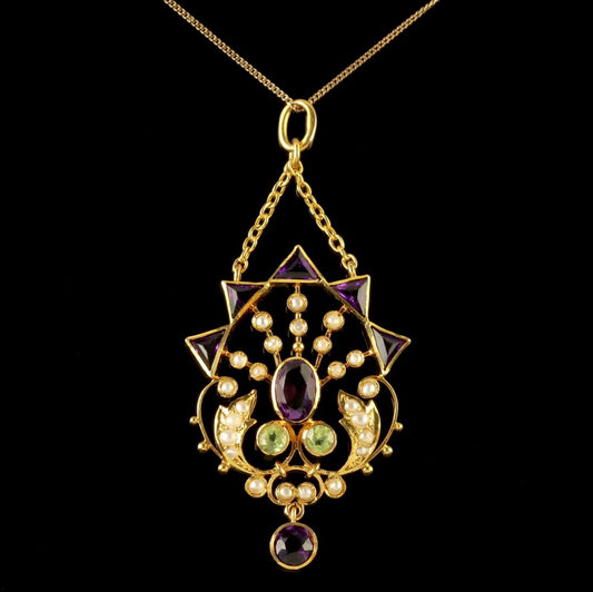 Antique Victorian 15Ct Gold Suffragette Pendant 9Ct Chain Circa 1900