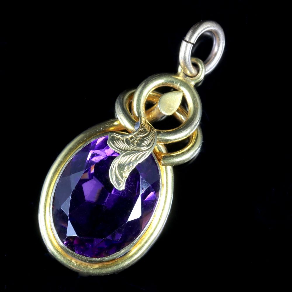 Antique Victorian Amethyst Pendant 18Ct Circa 1870