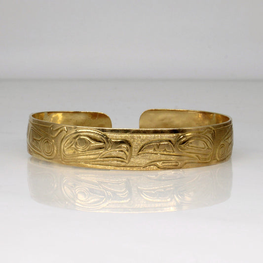 10k Yellow Gold Indigenous Eagle Art Bangle | 6 |