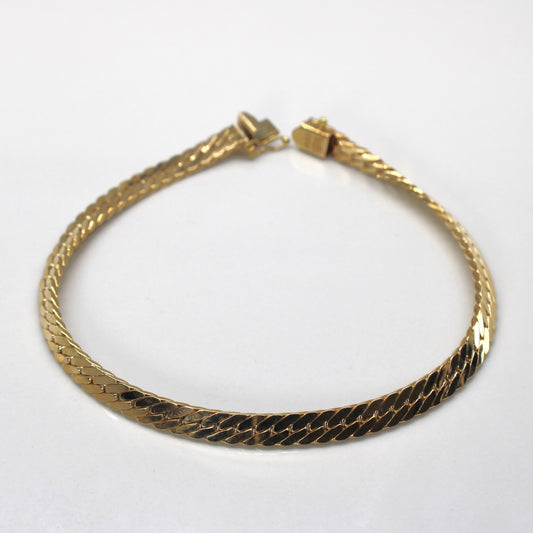 10k Yellow Gold Herringbone Chain Bracelet | 8|