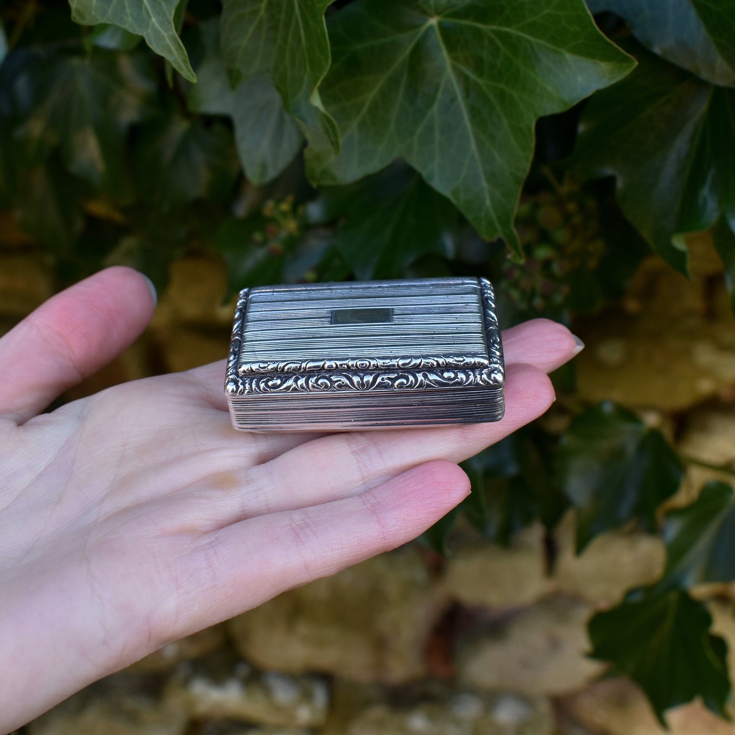 Antique Georgian '1825' Hallmarked Sterling Silver Snuff Trinket Jewellery Box | George IV